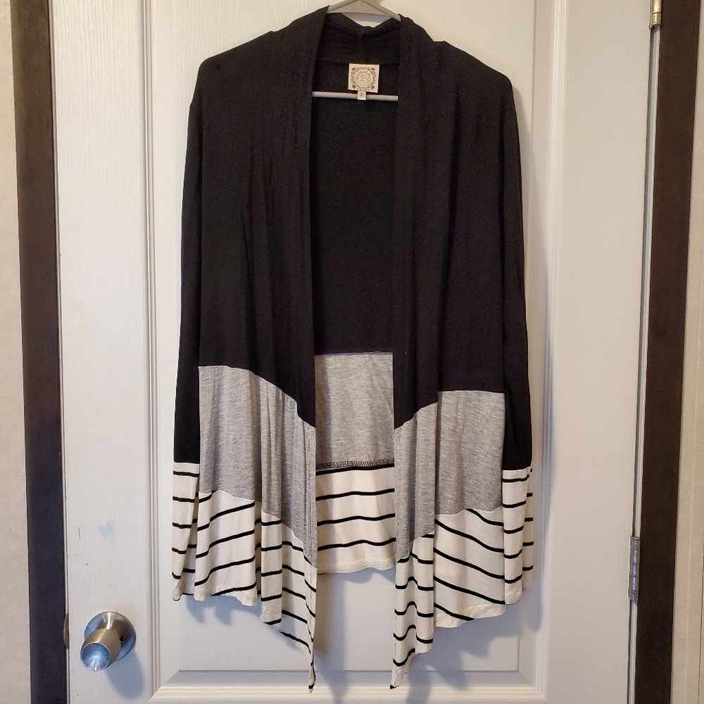 Truself Cardigan Sweater-Black/White/Grey (Size M) - Picture 1 of 15
